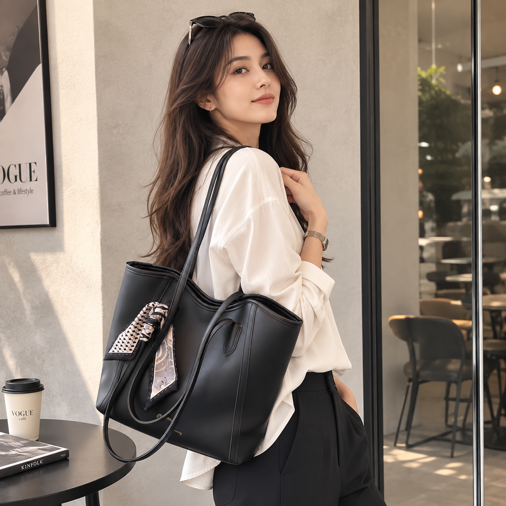 Luxe Black Tote Bag