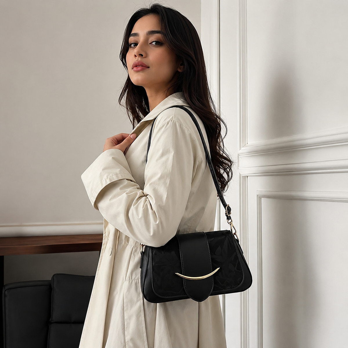 Elegant Blush Black Hand Bag