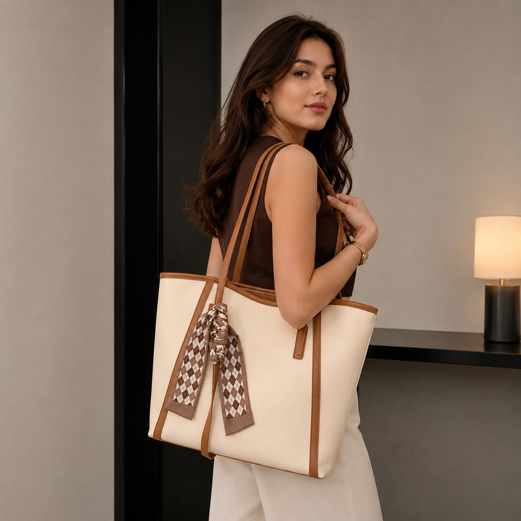 Luxe Off White Tote Bag