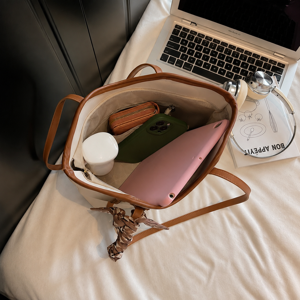 Luxe Off White Tote Bag
