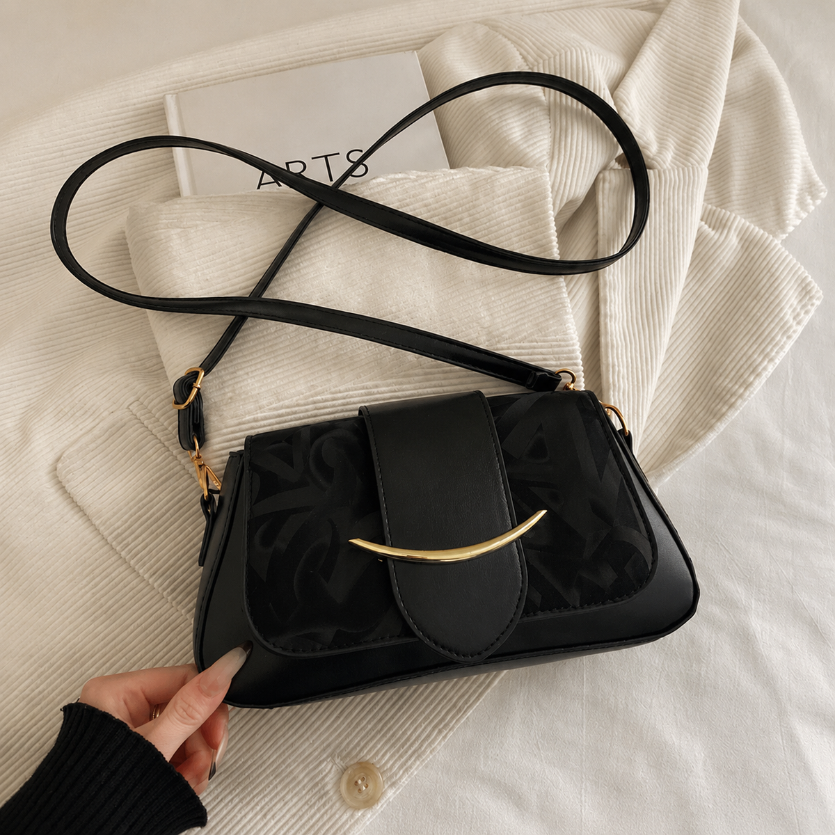Elegant Blush Black Hand Bag