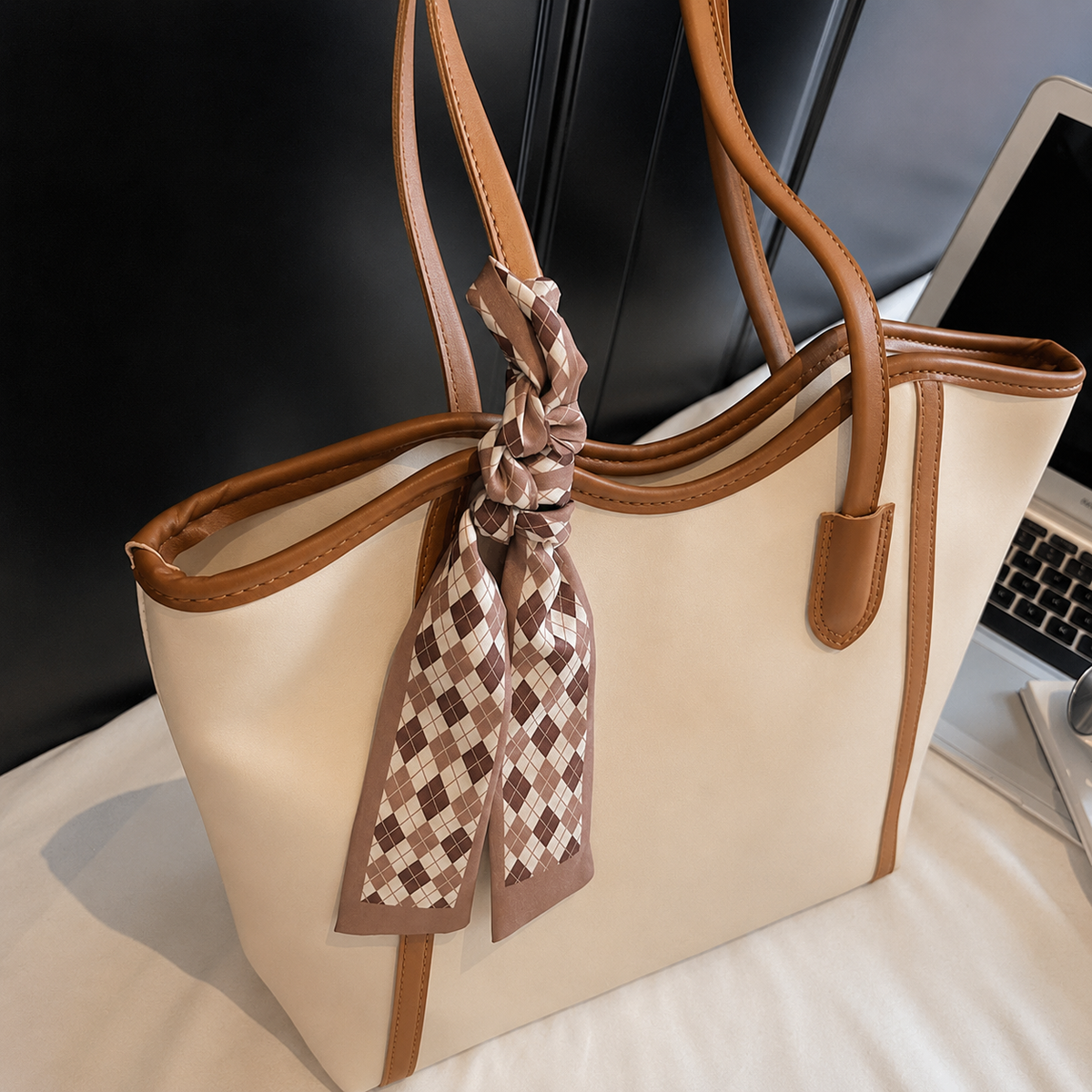 Luxe Off White Tote Bag