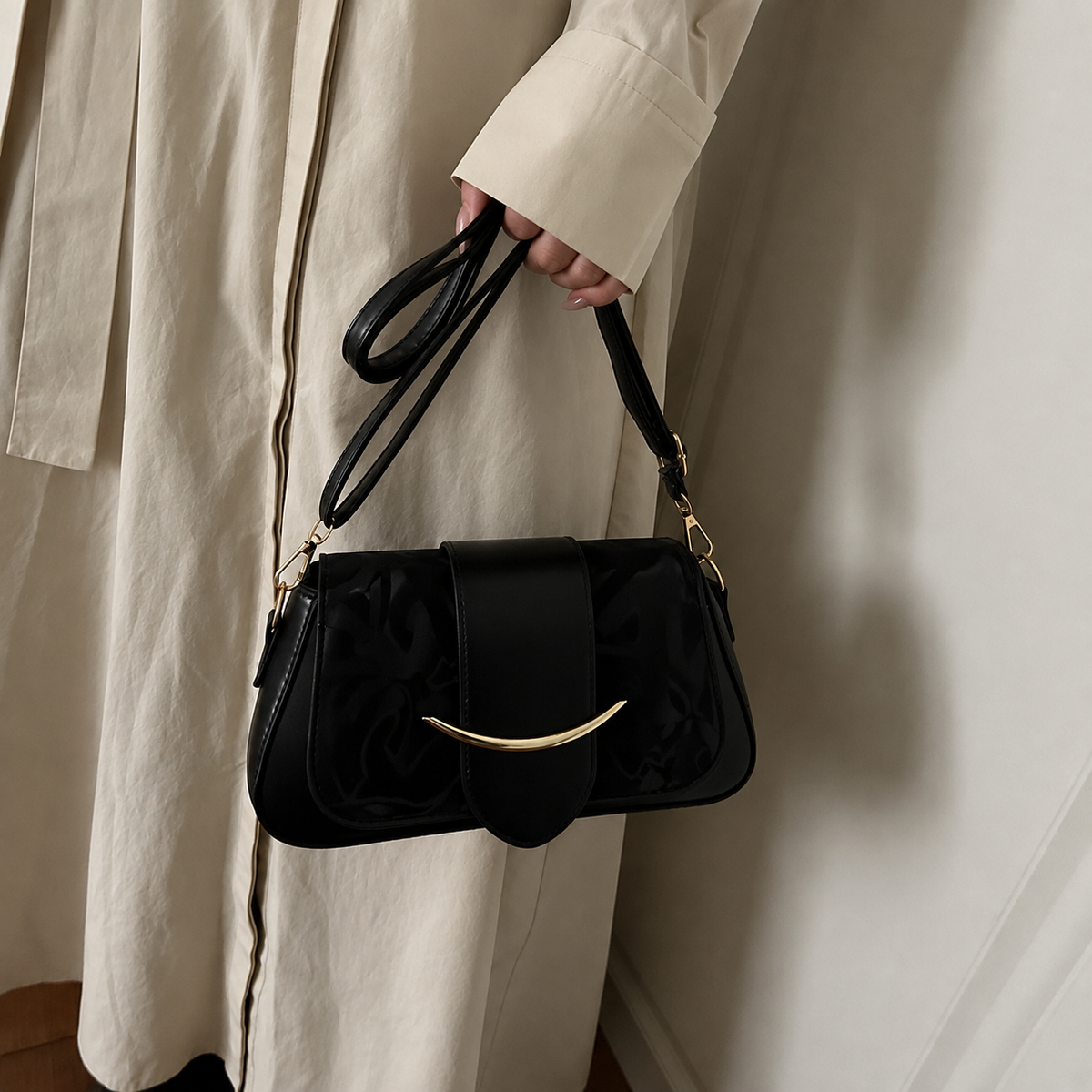 Elegant Blush Black Hand Bag